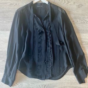 Francisco Rosas Black Silk Tuxedo Shirt